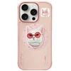 Dėklas Nimmy Glasses Cool Cat MagSafe Apple iPhone 16 Pro rožinės spalvos