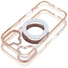 Oem dėklas iPhone 15 su rėmeliu, apskritu stovu, suderinamas su MagSafe, auksinis