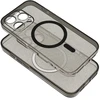 MyScreen Originalus „iPhone 15“ skaidrus „Mag“ dėklas – blizgučiai (STR / APSAUGA NUO FOTOAPAROS), suderinamas su „MagSafe“ su juodu blizgučiais.