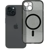 MyScreen Originalus „iPhone 15“ skaidrus „Mag“ dėklas – blizgučiai (STR / APSAUGA NUO FOTOAPAROS), suderinamas su „MagSafe“ su juodu blizgučiais.
