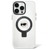 Apple iPhone 15 Pro Max Karl Lagerfeld dėklas Ring Stand Karl Head MagSafe (KLHMP15XHMRSKHH) baltos spalvos