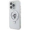 Apple iPhone 14 Pro Karl Lagerfeld dėklas Ring Stand Karl&amp;Choupettte MagSafe (KLHMP14LHMRSKCH) baltos spalvos