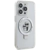 Apple iPhone 14 Pro Karl Lagerfeld dėklas Ring Stand Karl&amp;Choupettte MagSafe (KLHMP14LHMRSKCH) baltos spalvos