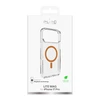 Puro Lite Mag TPU+PC dėklas suderinamas su MagSafe skirtas Apple iPhone 17 Pro – skaidrus su oranžinės spalvos žiedu