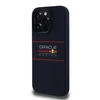 Red Bull Raudona Bull Raudonas BULL dėklas skirtas Apple iPhone 16 Pro Max compatible skirtas MagSafe RBHMP16X24SIHSRV (Silicone Horizontal Centered Logo) mėlynos spalvos