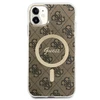 Apple iPhone 11 Guess dėklas 4G Print MagSafe + Belaidis Įkroviklis (GUBPP14LH4EACSP) rudos spalvos