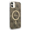 Apple iPhone 11 Guess dėklas 4G Print MagSafe + Belaidis Įkroviklis (GUBPP14LH4EACSP) rudos spalvos