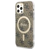 Apple iPhone 12 / 12 PRO Guess dėklas 4G Print MagSafe + Belaidis Įkroviklis (GUBPP13XH4EACSP) rudos spalvos