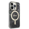 Apple iPhone 14 PRO Guess dėklas Marble MagSafe + Belaidis Įkroviklis (GUBPP13LH4EACSP) juodos spalvos
