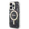 Apple iPhone 14 PRO Guess dėklas Marble MagSafe + Belaidis Įkroviklis (GUBPP13LH4EACSP) juodos spalvos