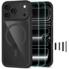 Tech-Protect MagOne CC MagSafe Case + Tempered Glass 2 vnt. for iPhone 18 Pro / 17 Pro - Clear Juodas