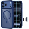 Tech-Protect MagOne MagSafe CC Case + Tempered Glass 2 vnt. for iPhone 18 Pro Max / 17 Pro Max - Clear Navy Mėlyna