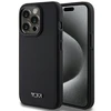 Tumi TUHMP15LRBAK Apple iPhone 15 Pro 6.1" juodos spalvos kietas dėklas, odinis balistinio rašto MagSafe dėklas