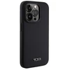 Tumi TUHMP15LRBAK Apple iPhone 15 Pro 6.1" juodos spalvos kietas dėklas, odinis balistinio rašto MagSafe dėklas