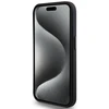 Tumi TUHMP15LRBAK Apple iPhone 15 Pro 6.1" juodos spalvos kietas dėklas, odinis balistinio rašto MagSafe dėklas