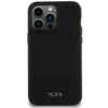 Tumi TUHMP15XRBAK Apple iPhone 15 Pro Max 6.7" juodos spalvos kietas dėklas, odinis balistinio rašto MagSafe dėklas