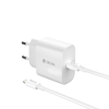 Devia laidinis įkroviklis Smart PD GaN 30W 1x USB-C baltos spalvos + kabelis USB-C - Lightning