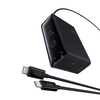 Skaitmeninis įkroviklis Baseus GaN, 3x USB-C + USB + DC, 240 W + kabelis 1 m (juodas)