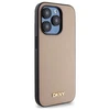 DKNY DKHMP15LPGHLME Apple iPhone 15 Pro 6.1" dėklas telefonui gelsvas Grained Metal Logo MagSafe