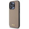DKNY DKHMP15LPGHLME Apple iPhone 15 Pro 6.1" dėklas telefonui gelsvas Grained Metal Logo MagSafe