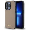 DKNY DKHMP15LPGHLME Apple iPhone 15 Pro 6.1" dėklas telefonui gelsvas Grained Metal Logo MagSafe