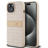 DKNY DKHCP15SPRTHSLP Apple iPhone 15 14 13 6.1 inch rožinės spalvos kietas dėklas Leather Mono Stripe & Metal Logo