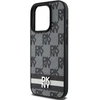 Apple iPhone 14 Pro DKNY odinis dėklas Checkered Mono Pattern & Printed Stripes (DKHCP14LPCPTSSK) juodos spalvos