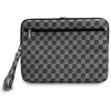 DKNY PU Leather Checkered Pattern and Stripe dėklas nešiojamam kompiuteriui 13/14" juodos spalvos