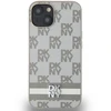 DKNY PU Leather Checkered Pattern and Stripe dėklas telefonui Apple iPhone 15 rusvai gelsvas