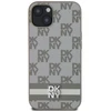 DKNY PU odinis languotas raštas ir dryžuotas dėklas Apple iPhone 13 rusvai gelsvas