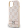 Apple iPhone 13 / 14 / 15 DKNY odinis dėklas Checkered Mono Pattern & Printed Stripes (DKHCP14SPCPTSSP) rožinės spalvos