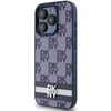 DKNY PU Leather Checkered Pattern and Stripe dėklas telefonui Apple iPhone 15 Pro Max mėlynos spalvos