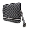 DKNY PU Leather Checkered Pattern and Stripe dėklas nešiojamam kompiuteriui 15/16" juodos spalvos