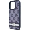 DKNY PU Leather Checkered Pattern and Stripe dėklas telefonui Apple iPhone 15 Pro Max mėlynos spalvos