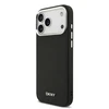 DKNY PU Leather Metal Logo Wrist Chain MagSafe dėklas skirtas Apple iPhone 17 Pro Max juodos spalvos