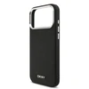 DKNY PU Leather Metal Logo Wrist Chain MagSafe dėklas skirtas Apple iPhone 17 Pro Max juodos spalvos
