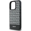 DKNY PU Leather Repeat Pattern Bottom Stripe MagSafe Apple iPhone 16 Pro dėklas telefonui juodos spalvos