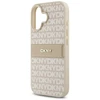 DKNY PU Leather Repeat Pattern Tonal Stripe Apple iPhone 16 Plus dėklas telefonui rožinės spalvos