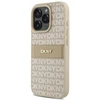 DKNY PU Leather Repeat Pattern Tonal Stripe Apple iPhone 16 Pro Max dėklas telefonui rožinės spalvos