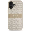 DKNY PU Leather Repeat Pattern Tonal Stripe Apple iPhone 16 Plus dėklas telefonui rožinės spalvos