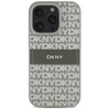 DKNY PU Leather Repeat Pattern Tonal Stripe Apple iPhone 16 Pro Max dėklas telefonui smėlio spalvos