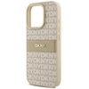 DKNY PU Leather Repeat Pattern Tonal Stripe Apple iPhone 16 Pro Max dėklas telefonui rožinės spalvos