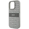 DKNY PU Leather Repeat Pattern Tonal Stripe Apple iPhone 16 Pro Max dėklas telefonui smėlio spalvos