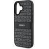 DKNY PU Leather Repeat Pattern Tonal Stripe Apple iPhone 16 Plus dėklas telefonui juodos spalvos