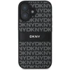 DKNY PU Leather Repeat Pattern Tonal Stripe Apple iPhone 16 Plus dėklas telefonui juodos spalvos