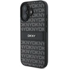 DKNY PU Leather Repeat Pattern Tonal Stripe Apple iPhone 16 Plus dėklas telefonui juodos spalvos