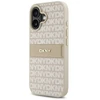 DKNY PU Leather Repeat Pattern Tonal Stripe Apple iPhone 16 Plus dėklas telefonui rožinės spalvos