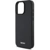 DKNY PU Leather Sidabrinis Metal Logo Magsafe Apple iPhone 16 Pro Max dėklas telefonui juodos spalvos