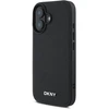 DKNY PU Leather Sidabrinis Metal Logo Magsafe Apple iPhone 16 Plus dėklas telefonui juodos spalvos