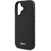 DKNY PU Leather Sidabrinis Metal Logo Magsafe Apple iPhone 16 Plus dėklas telefonui juodos spalvos